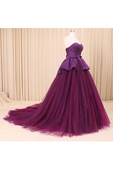 Tulle, Satin Sweetheart Sweep Train Sleeveless Ball Gown Dress with Bow