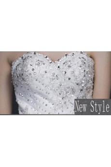 Lace, Satin, Tulle Sweetheart Chapel Train Sleeveless Ball Gown Dress with Rhinestone, Sequins