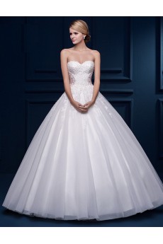 Tulle, Lace Sweetheart Floor Length Sleeveless Ball Gown Dress with Sequins, Applique