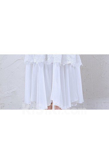 Lace, Chiffon Square Ankle-Length Long Sleeve A-line Dress