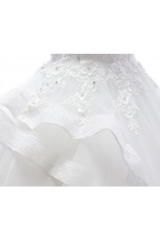 Lace, Tulle, Net, Satin Sweetheart Floor Length Sleeveless Ball Gown Dress with Rhinestone