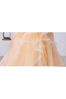 Tulle Off-the-Shoulder Chapel Train Ball Gown Dress with Ruched