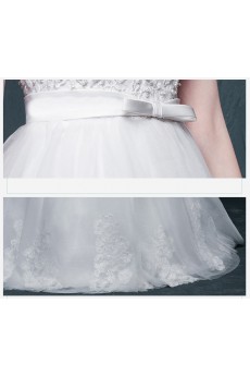 Lace, Satin V-neck Floor Length Sleeveless A-line Dress with Beads, Bow