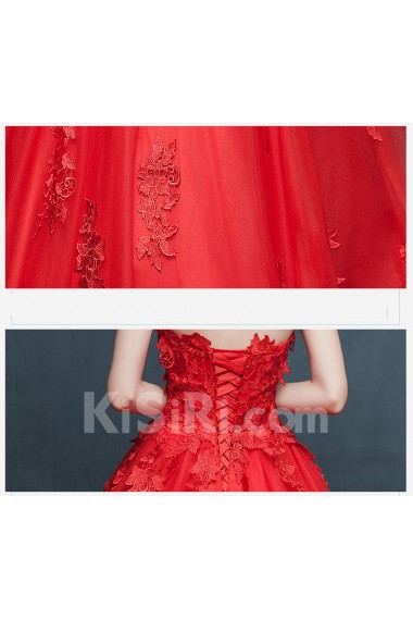 Tulle, Lace Sweetheart Sweep Train Sleeveless Ball Gown Dress with Applique