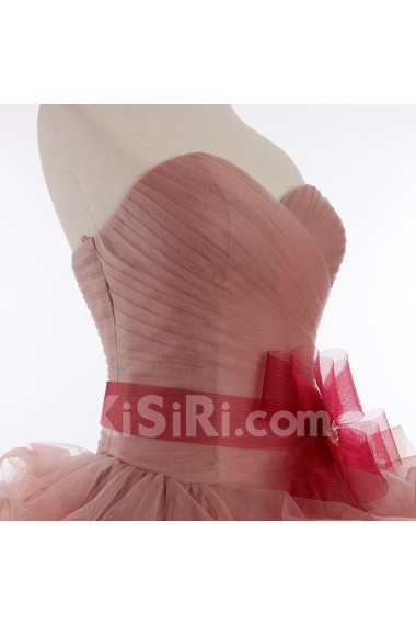 Tulle, Satin Sweetheart Floor Length Sleeveless Ball Gown Dress with Bow