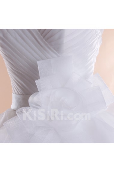 Tulle, Satin Sweetheart Floor Length Sleeveless Ball Gown Dress with Sash, Ruched