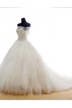 Lace, Tulle Off-the-Shoulder Chapel Train Half Sleeve Ball Gown Dress