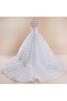 Tulle, Satin Sweetheart Cathedral Train Sleeveless Ball Gown Dress with Bow, Rhinestone