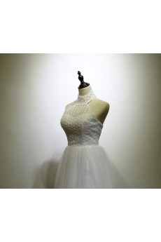 Lace Short/Minin Halter Sleeveless A-line Dress