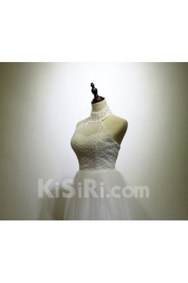 Lace Short/Minin Halter Sleeveless A-line Dress