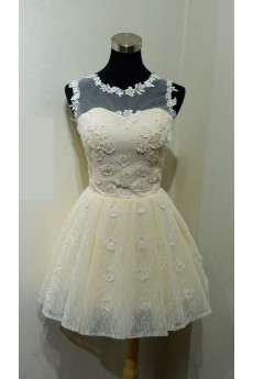 Tulle Short/Minin Jewel Sleeveless Ball Gown Dress