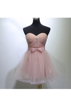 Tulle, Satin Short/Minin Sweetheart Sleeveless A-line Dress with Bow