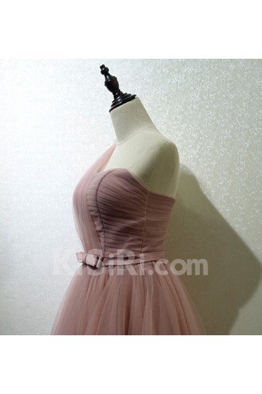 Tulle Short/Minin One-shoulder Sleeveless Ball Gown Dress with Bow