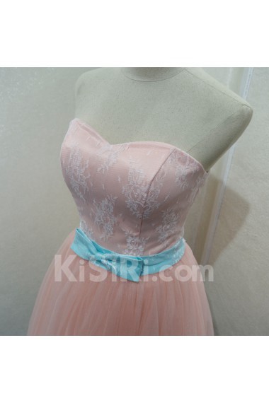 Tulle, Lace Sweetheart Sleeveless A-line Dress with Bow