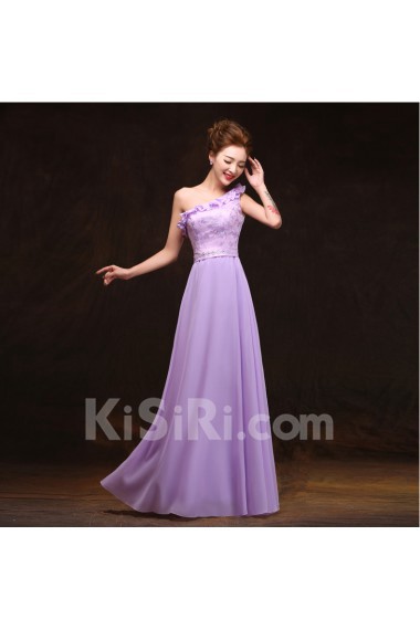Chiffon, Lace Floor Length A-line Dress