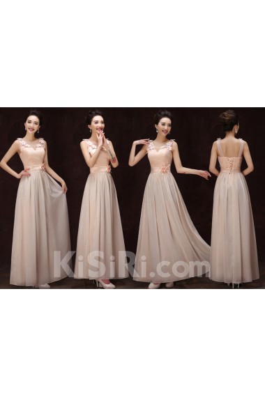 Chiffon Floor Length Sleeveless A-line Dress