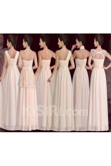 Lace, Chiffon Floor Length Sleeveless A-line Dress