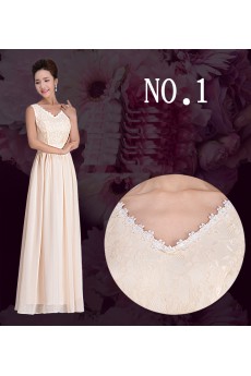 Lace, Chiffon Floor Length Sleeveless A-line Dress