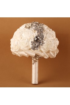 Elegant Round Shape Light Beige Wedding Bridal Bouquet