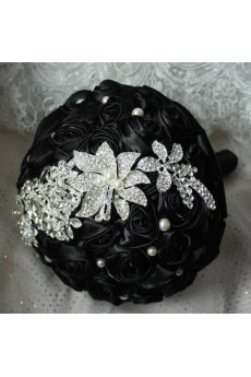 Elegant Round Shape Black Wedding Bridal Bouquet