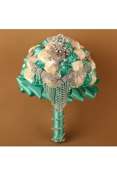 Tiffany Blue Round Wedding Bridal Bouquet with Ribbons