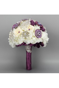 Romantic Rose Bouquet with Purple Diamond Wedding Bridal Bouquet Of Bride 