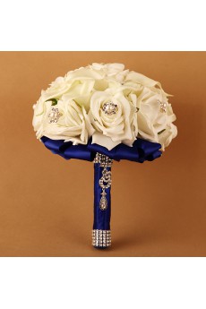 PE Roses with Pearl Round Shape Wedding Bridal Bouquet