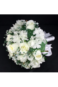 Elegant Round Shape Ivory Wedding Bridal Bouquet