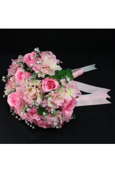 Elegant Round Shape Pink Wedding Bridal Bouquet