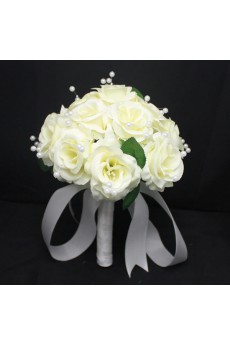 Pretty Ivory Ribbon with Peal Wedding Bridal Bouquet