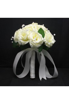 Pretty Ivory Ribbon with Peal Wedding Bridal Bouquet