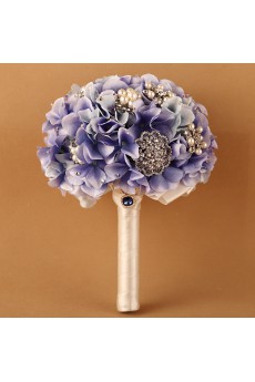 Pretty Violet Ribbon with Peal Wedding Bridal Bouquet