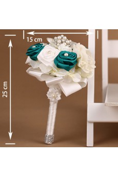 Romantic Blue Rhinestone Roses Wedding Bridal Bouquet