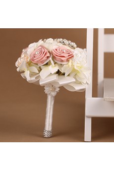 Romantic Pink Rhinestone Roses Wedding Bridal Bouquet