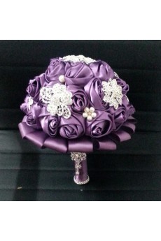Regency Satin Wedding Bridal Bouquet with Rhinestone and Imitation Pearls
