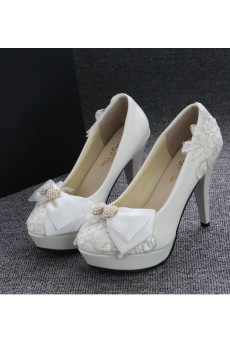Handmade Bow Wedding Shoes with Beads
