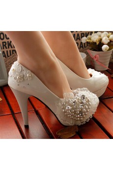 Handmade Sweetheart Wedding Shoes with Imitation Pearls and Rhinestone