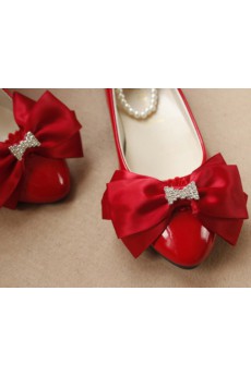 Handmade Lace Bow Wedding Shoes with Imitation Pearls and Rhinestone