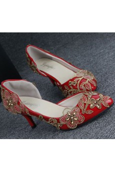 Handmade Flowers Wedding Shoes with Rhinestone