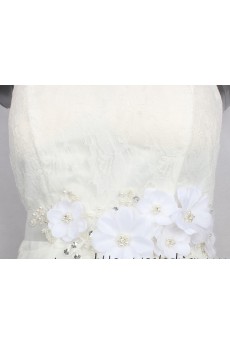 Handmade Rhinestone Wedding Sash with Lace Flowers
