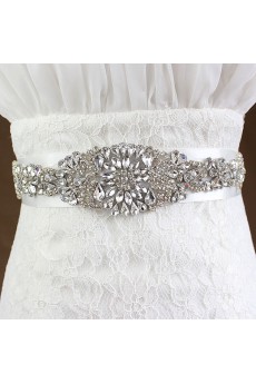 Luxurious Handmade Rhinestone Wedding Sash with Imitation Pearls