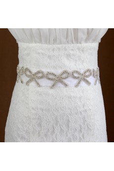 Handmade Yarn Rhinestone Bow Wedding Sash