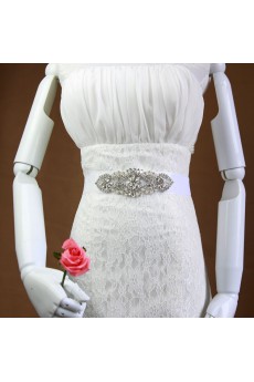 Handmade Yarn Rhinestone Wedding Sash with Imitation Pearls