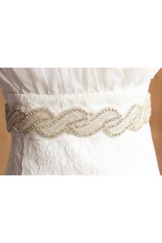 Luxurious Handmade Silk Rhinestone Wedding Sash With Beads