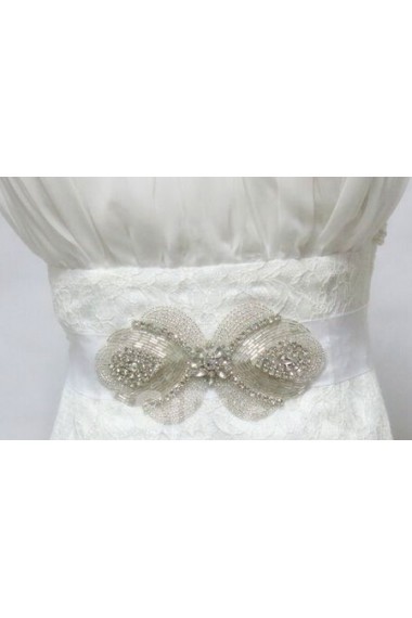 Handmade Lace Rhinestone Wedding Sash with Beads