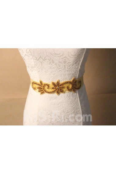 Handmade Gold Rhinestone Wedding Sash