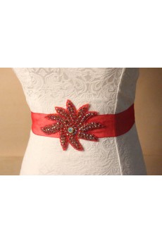 Handmade Red Yarn Rhinestone Wedding Sash