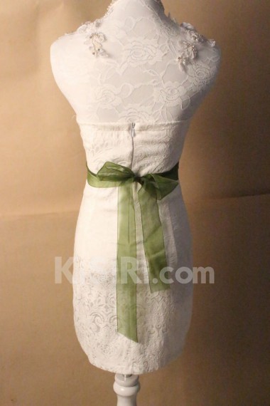 Handmade Green Yarn Rhinestone Wedding Sash