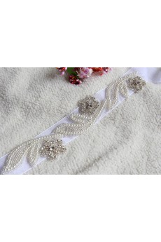 Handmade Yarn Rhinestone Wedding Sash with Beads