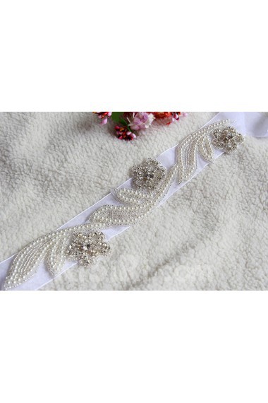 Handmade Yarn Rhinestone Wedding Sash with Beads